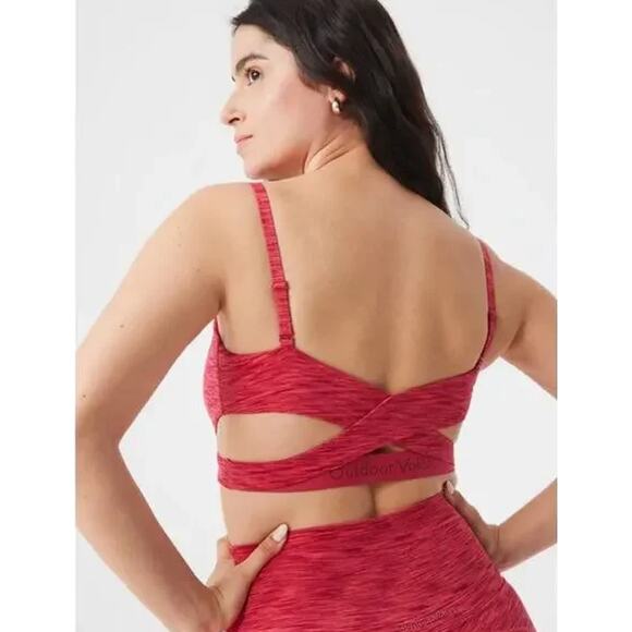 Outdoor Voices Flow Bra Rose Garden Cut Out Red Pink NWT - Picture 1 of 6
